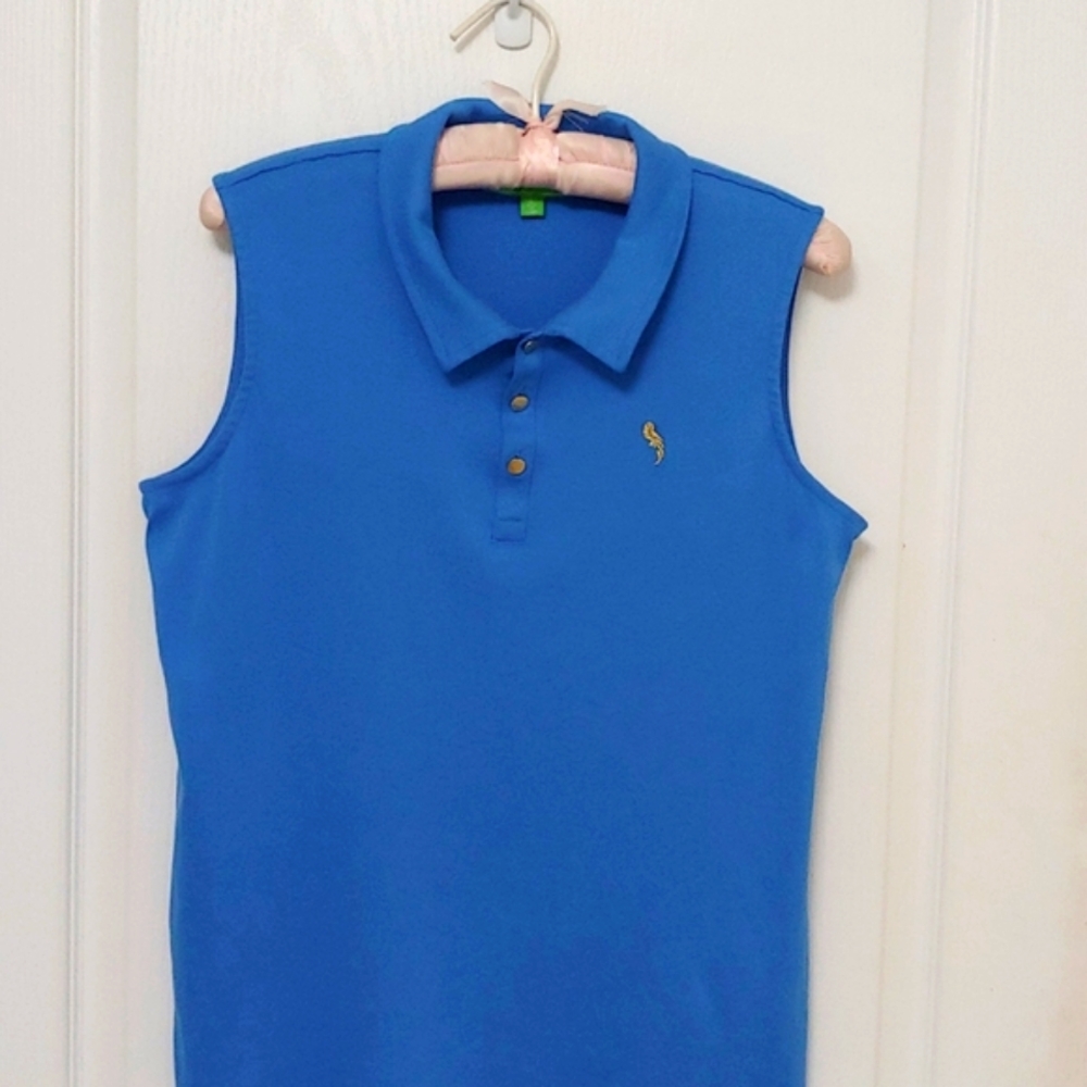 Pappagallo Sleeveless Collared Shirt. Embroidered Logo. Size large. Golf. Tennis